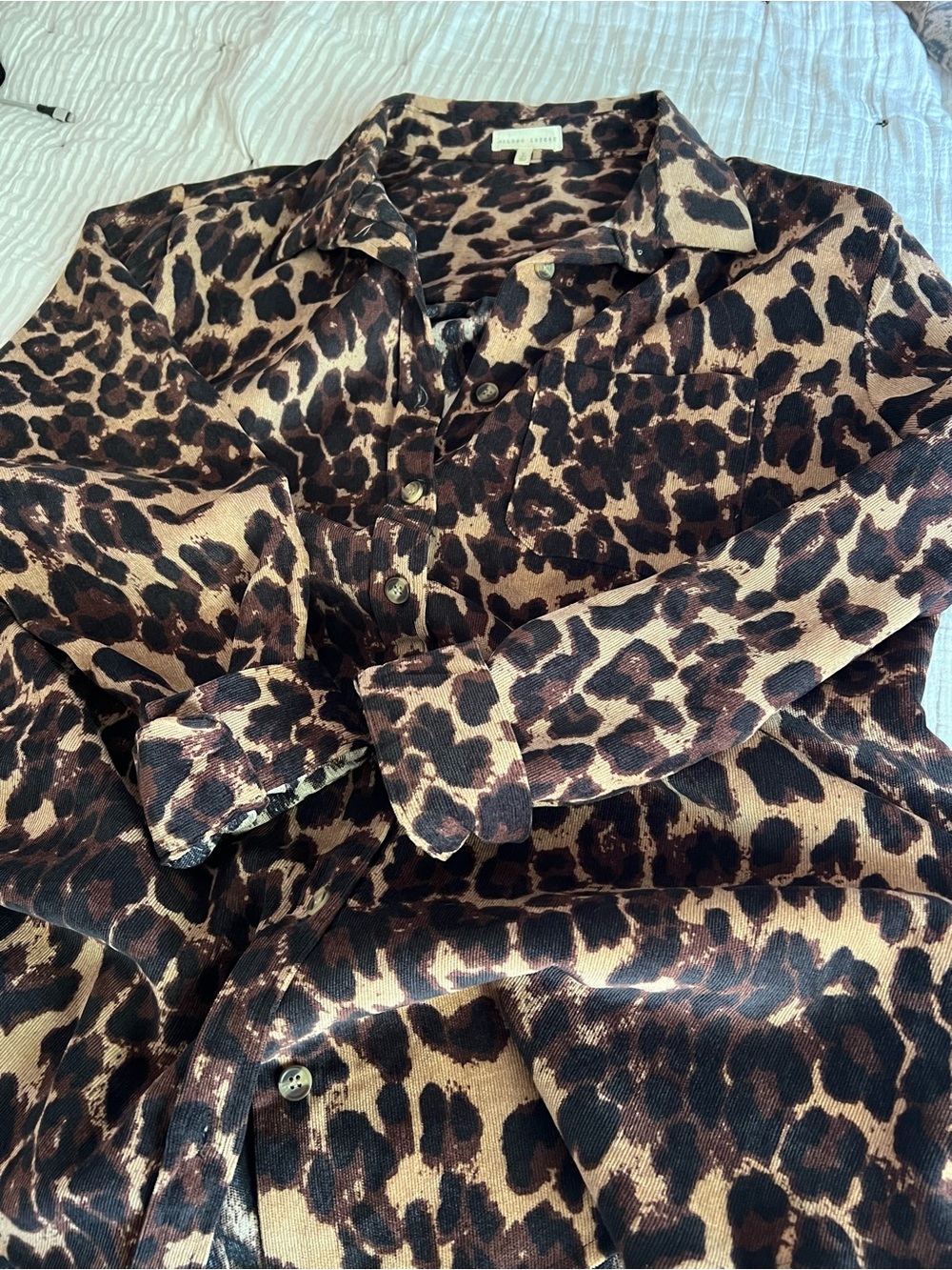 Gilded Intent Corduroy Leopard Print Button-Down Shirt